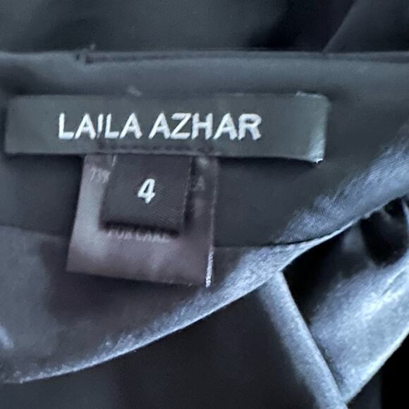 Laila Azhar Dress V neck Short Sleeve Pockets Back Zip 4 Cocktail Party LBD - Picture 4 of 6